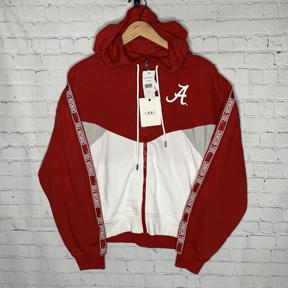 XXL Crimson Alabama Crimson Tide Women's WEAR by Erin Andrews Cropped Hoodie - Picture 1 of 5